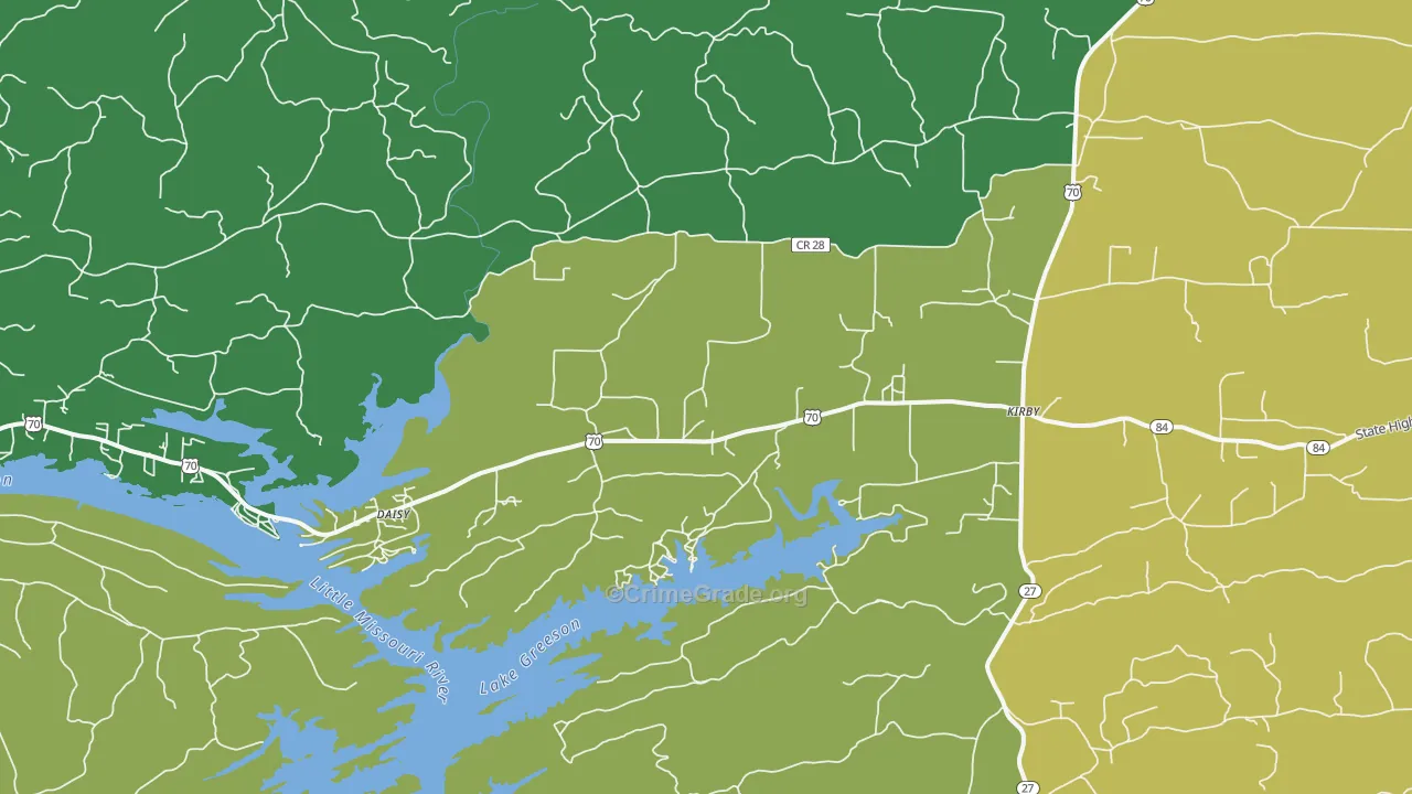 Kirby, AR Map of Theft Rates