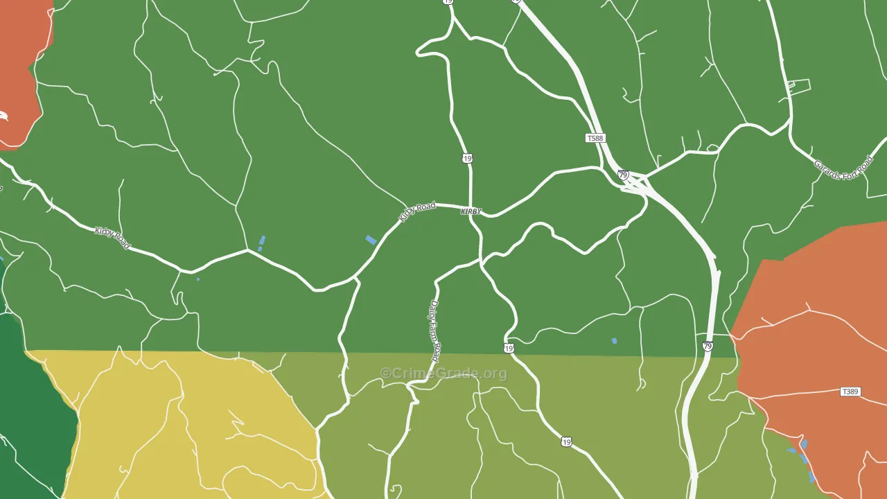 Kirby, PA Map of Theft Rates