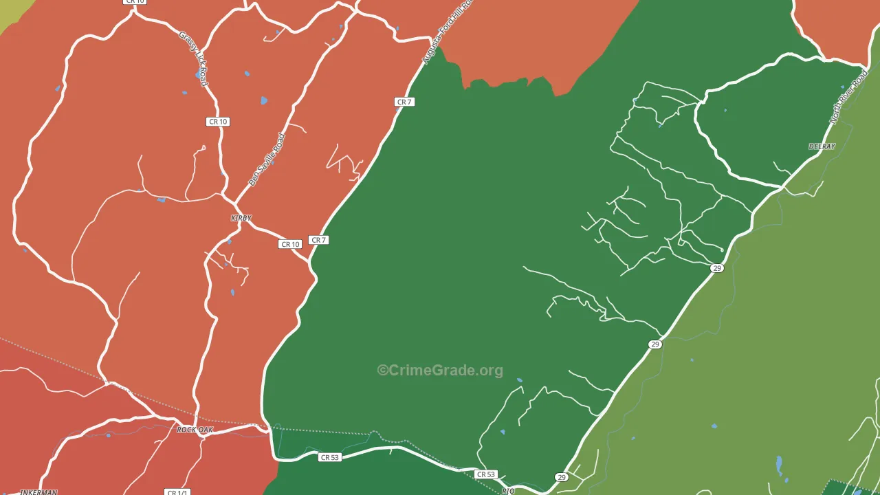 Kirby, WV Map of Theft Rates