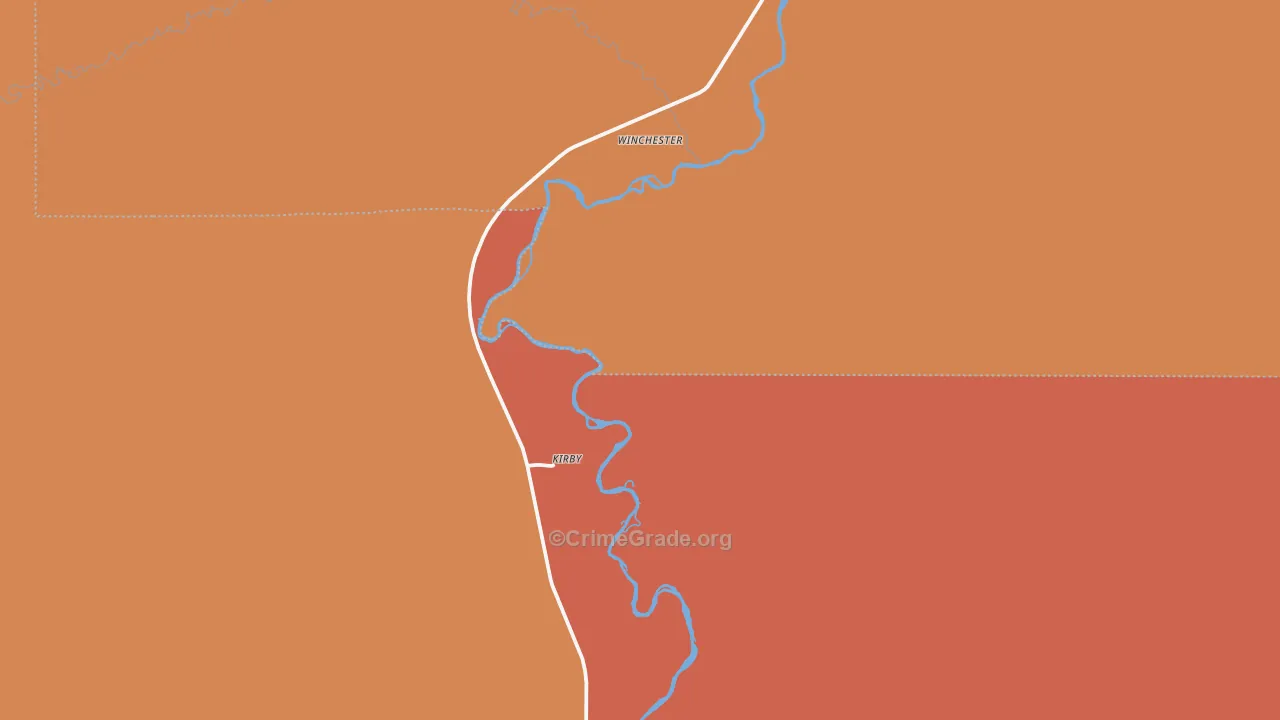 Kirby, WY Map of Theft Rates