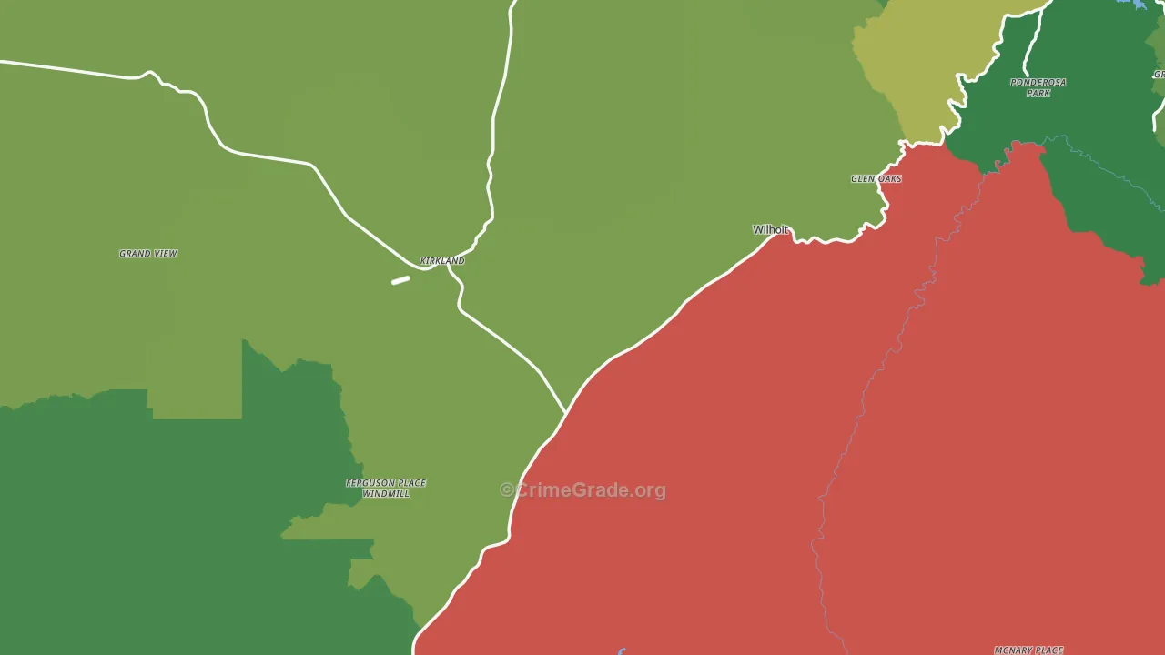 Kirkland, AZ Map of Theft Rates