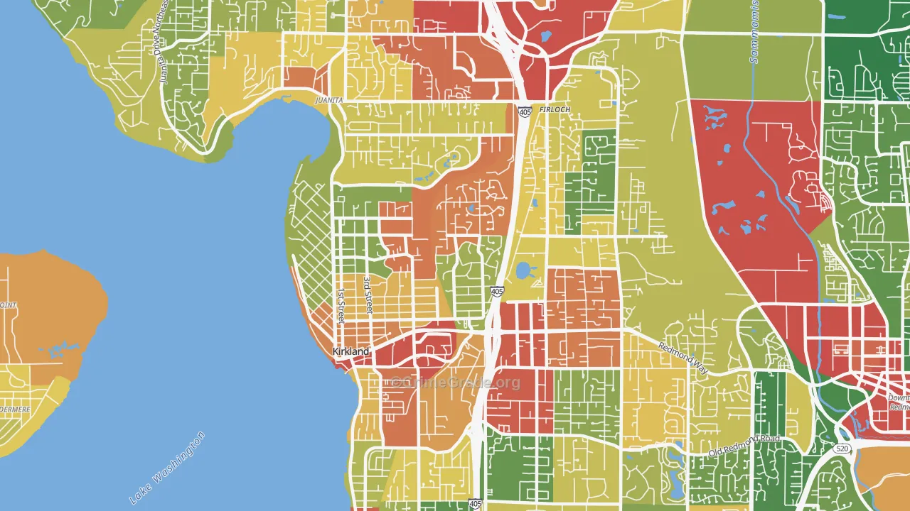 Kirkland, WA Map of Theft Rates