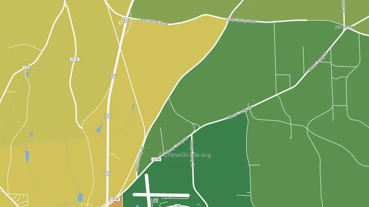 Kirklands Crossroads, AL Map of Theft Rates