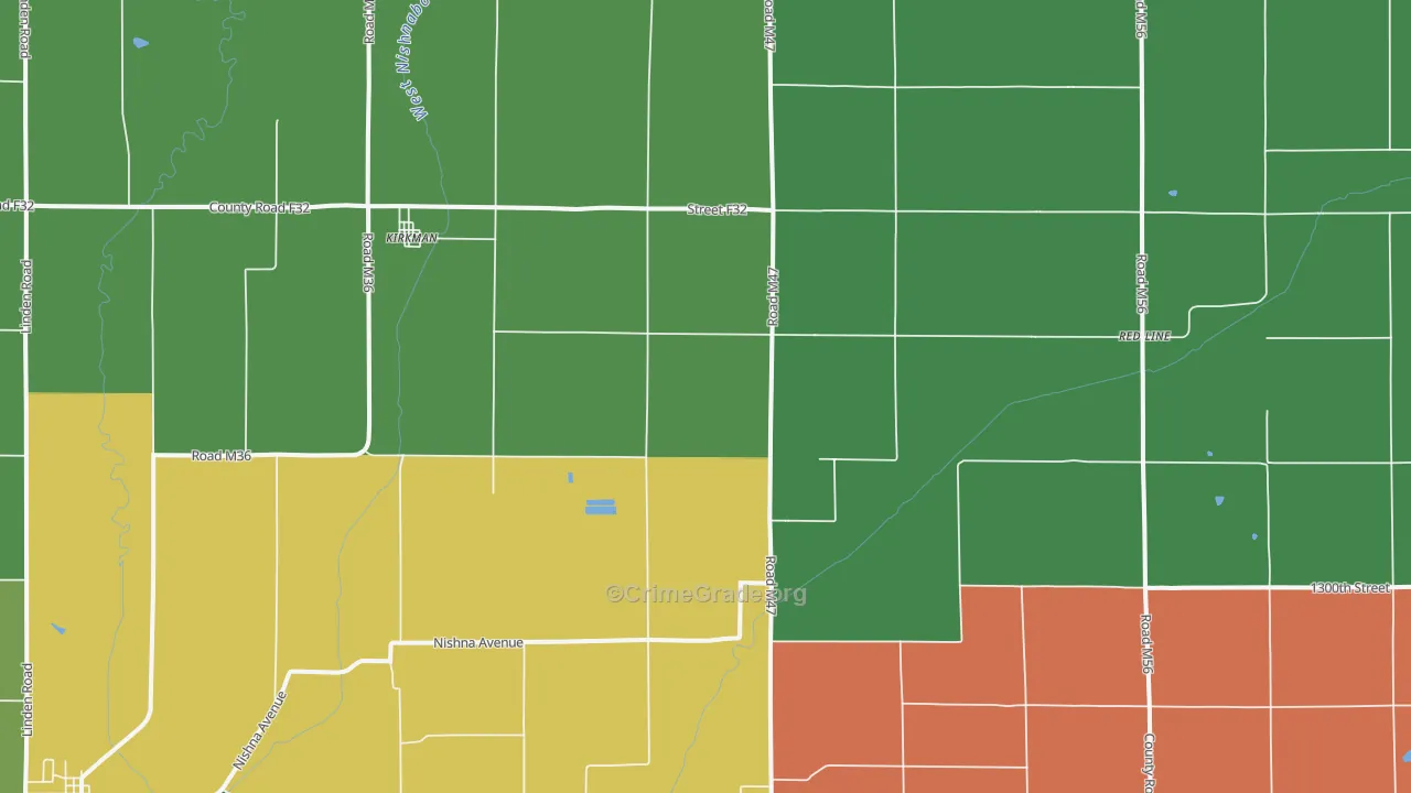 Kirkman, IA Map of Theft Rates