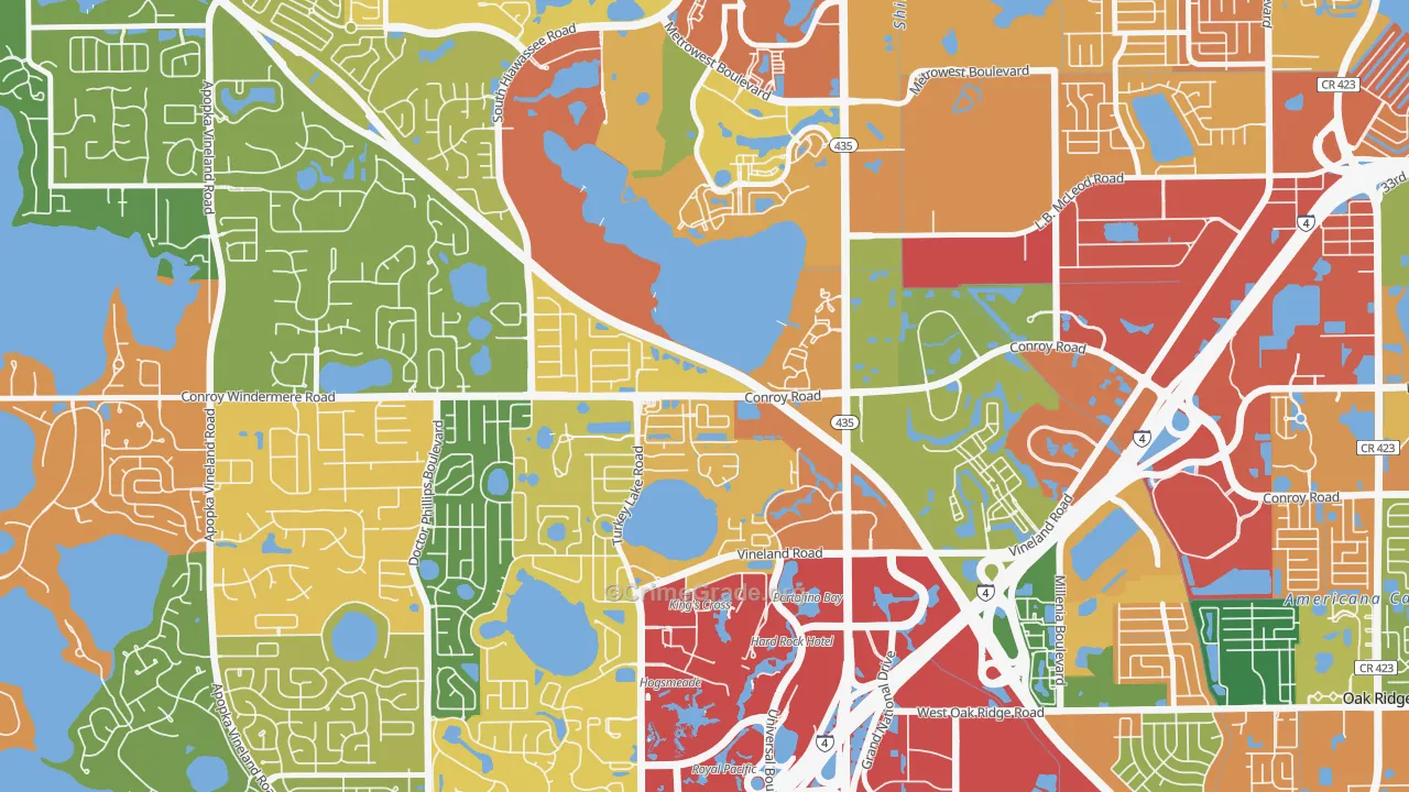 Kirkman South, Orlando, FL Map of Theft Rates