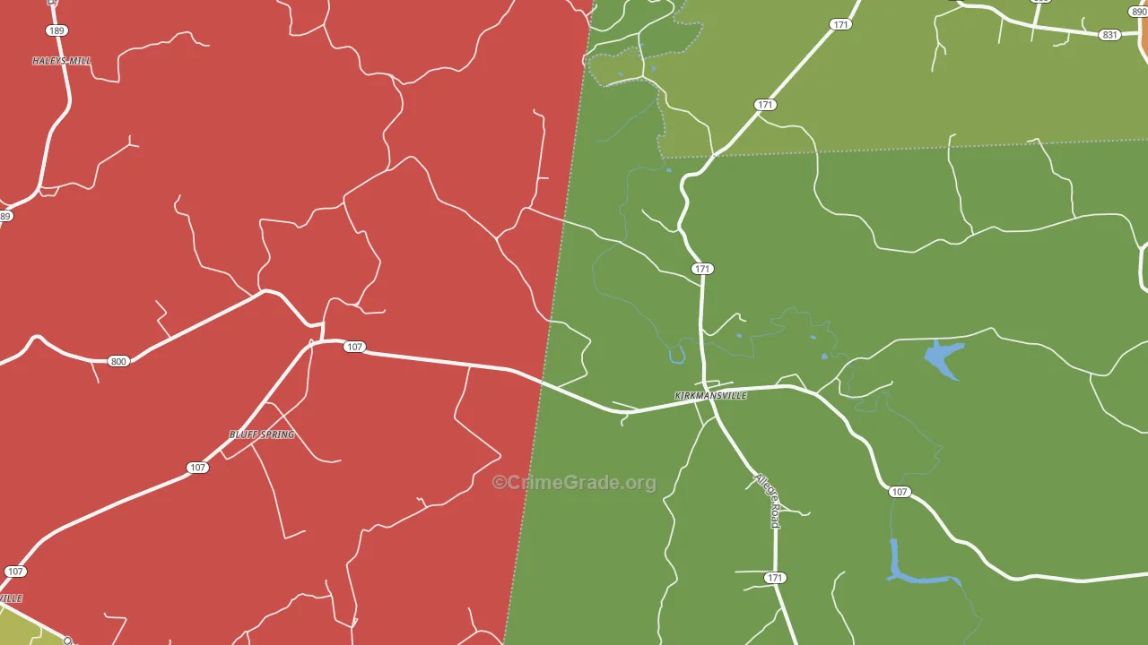 Kirkmansville, KY Map of Theft Rates