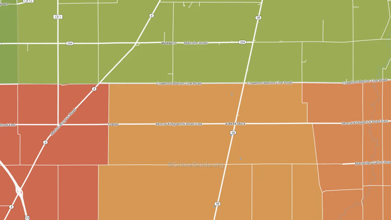Kirkpatrick, OH Map of Theft Rates