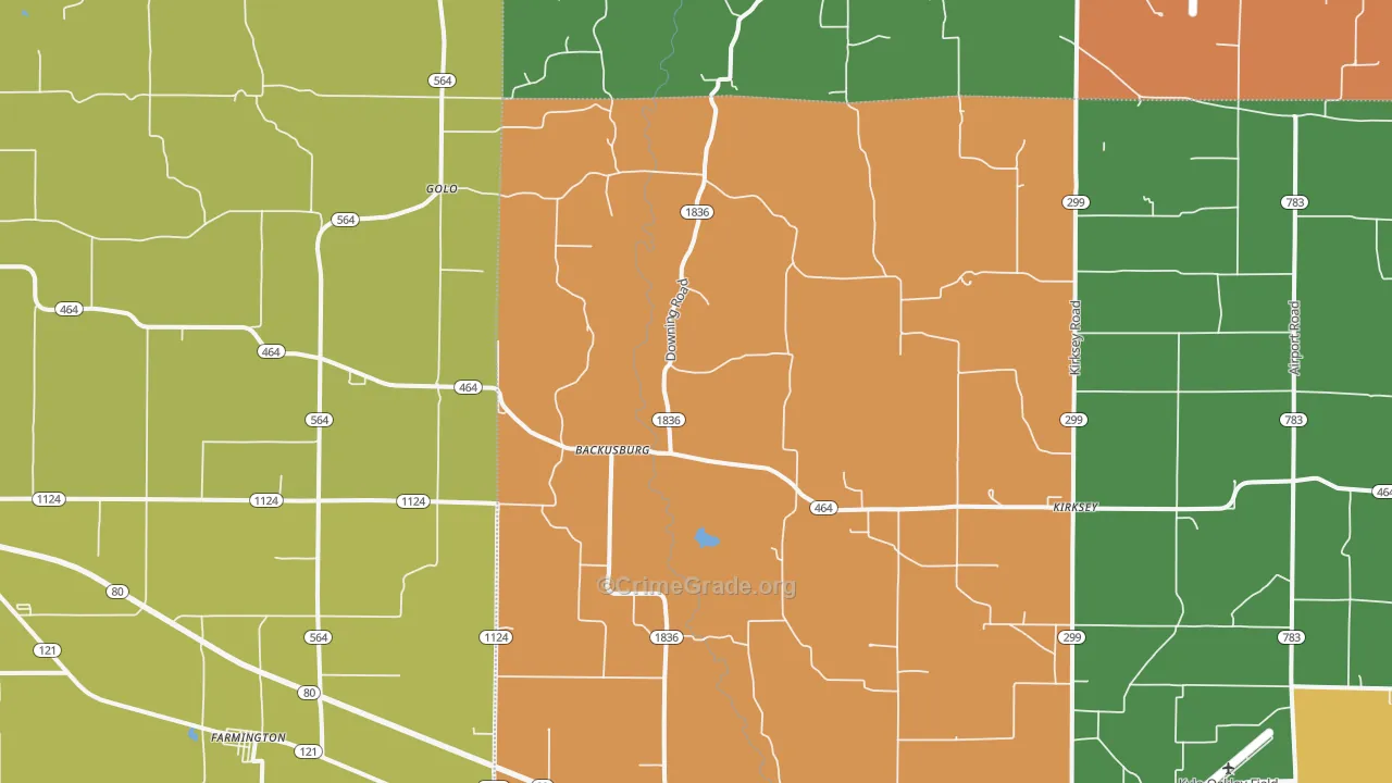 Kirksey, KY Map of Theft Rates