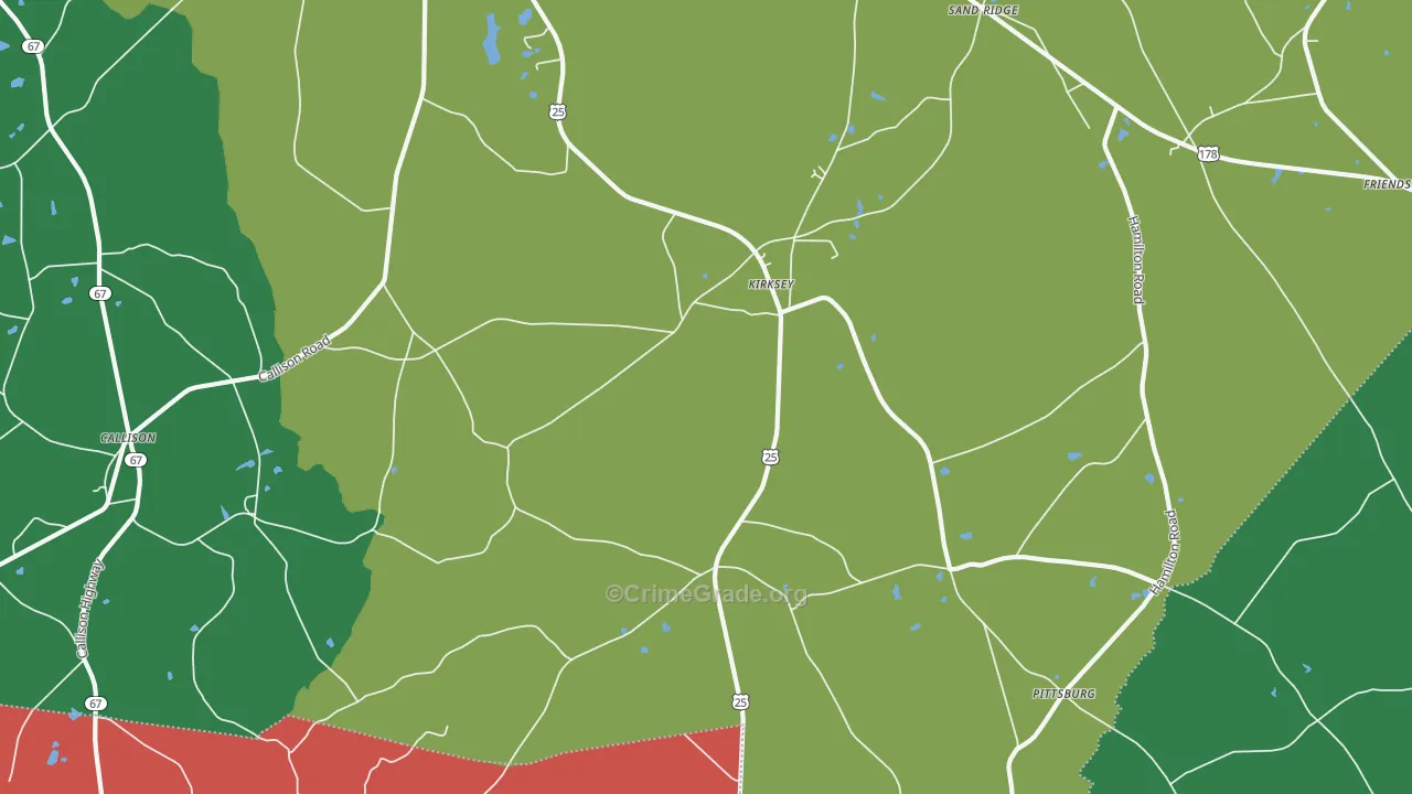 Kirksey, SC Map of Theft Rates