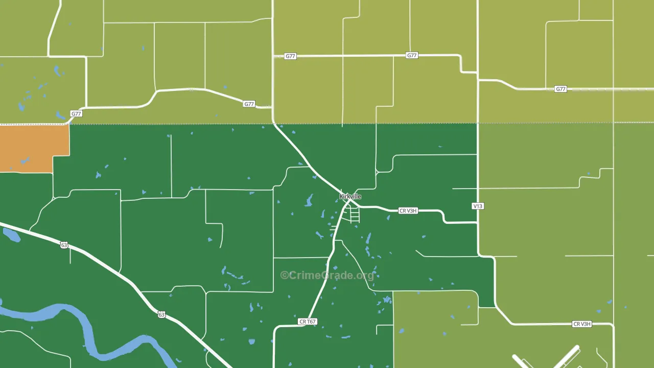 Kirkville, IA Map of Theft Rates