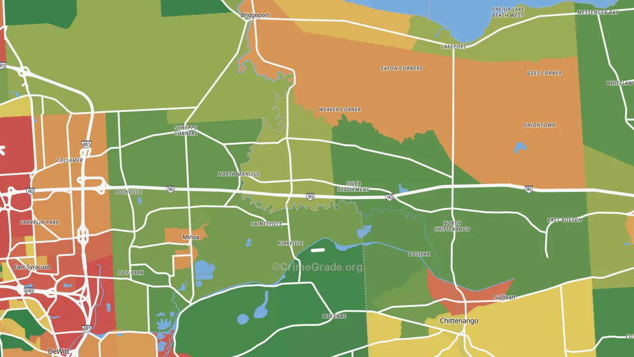 Kirkville, NY Map of Theft Rates