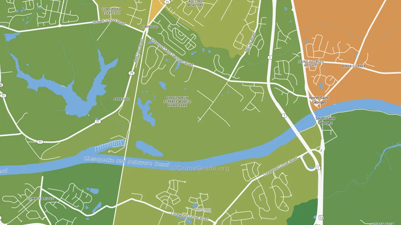 Kirkwood, DE Map of Theft Rates