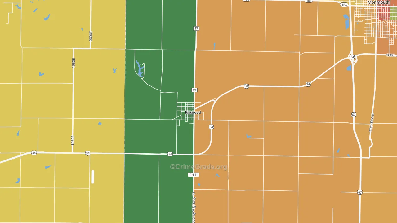 Kirkwood, IL Map of Theft Rates