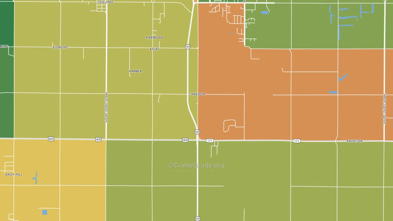 Kirkwood, KS Map of Theft Rates
