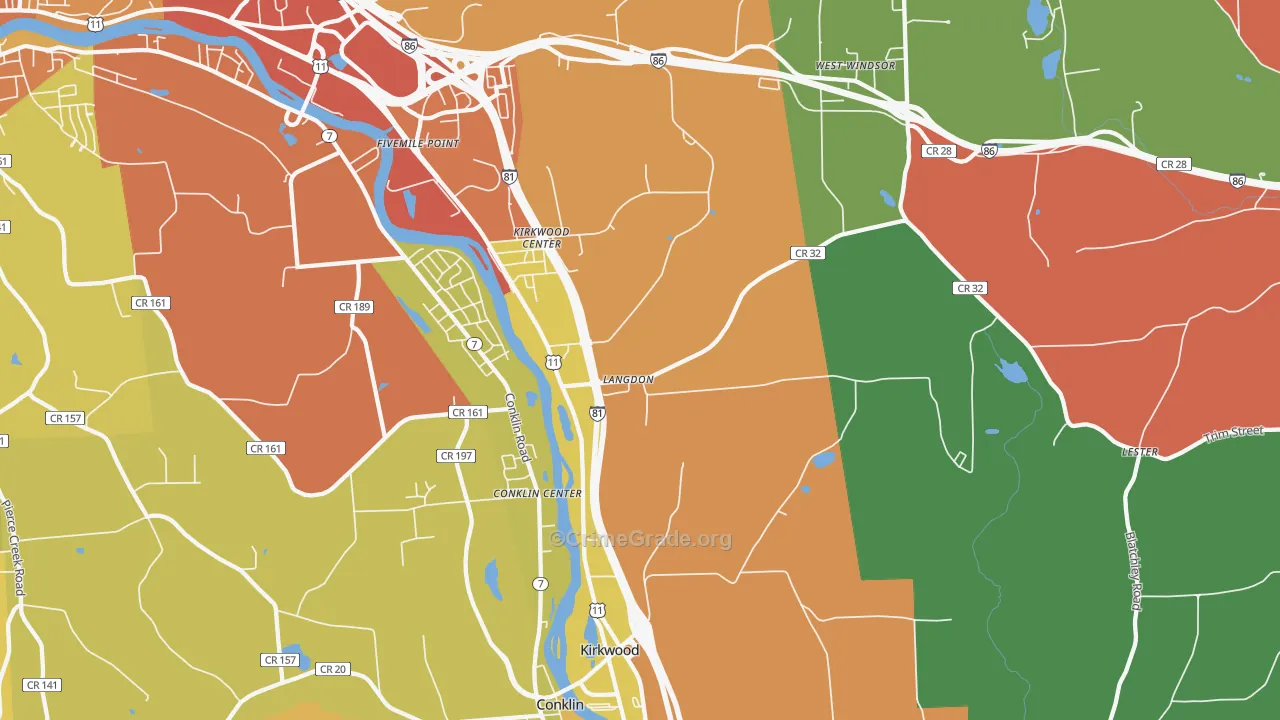 Kirkwood, NY Map of Theft Rates