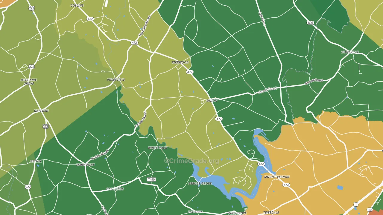 Kirkwood, PA Map of Theft Rates