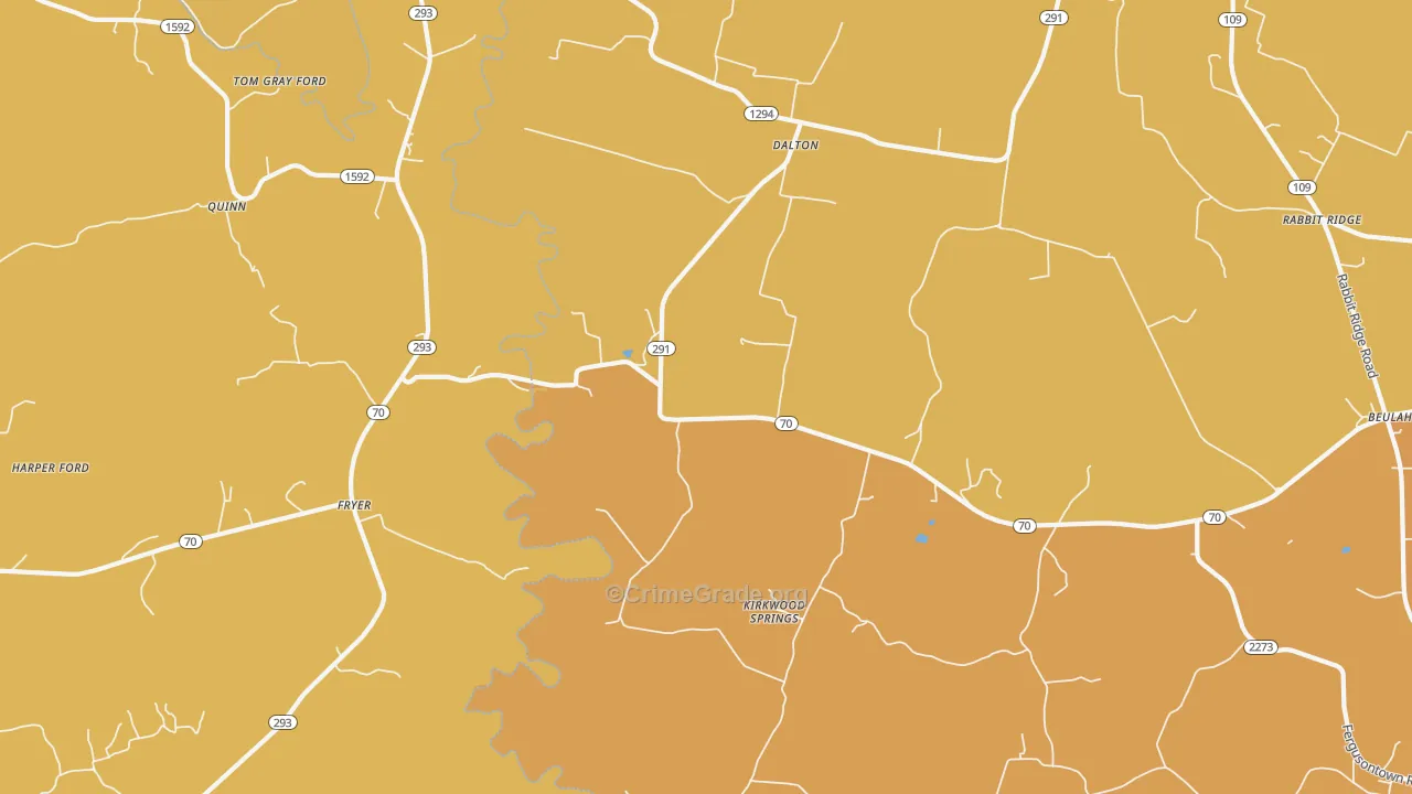 Kirkwood Springs, KY Map of Theft Rates