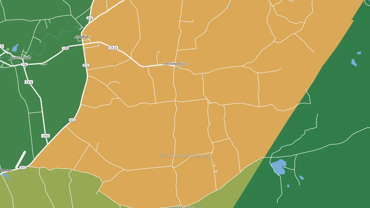 Kirschnerville, NY Map of Theft Rates