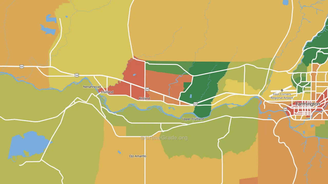Kirtland, NM Map of Theft Rates