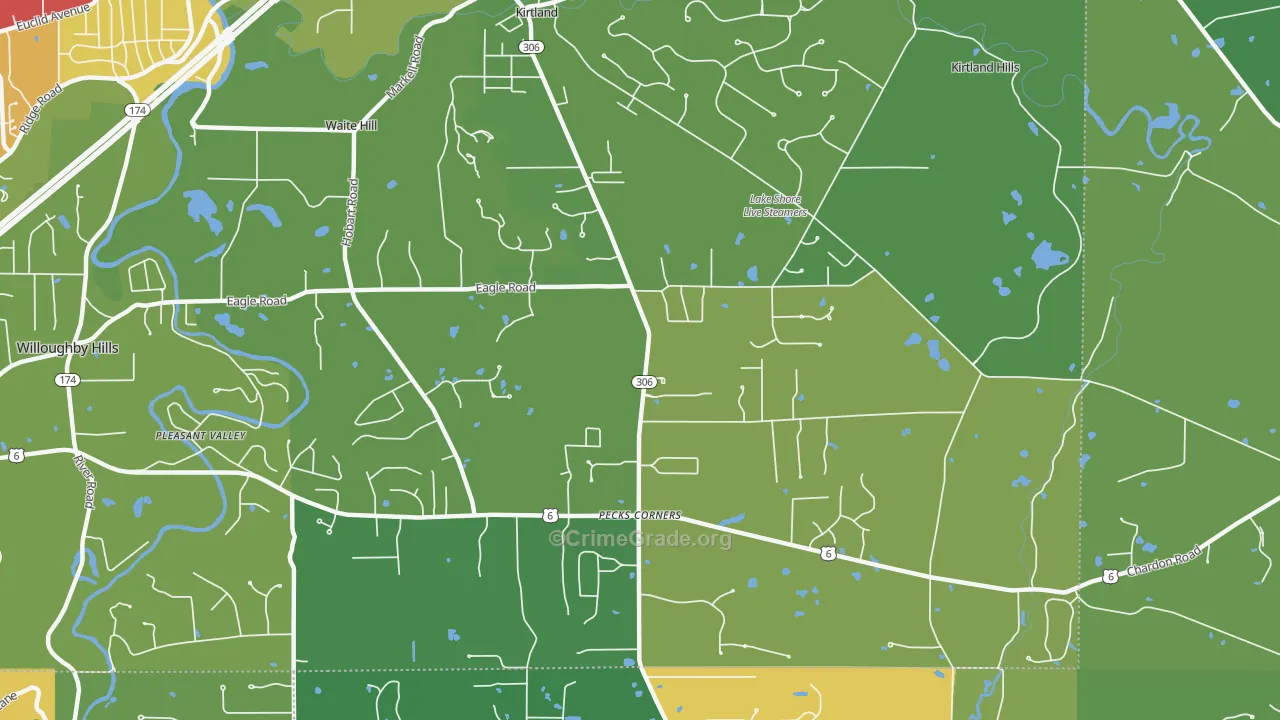 Kirtland, OH Map of Theft Rates