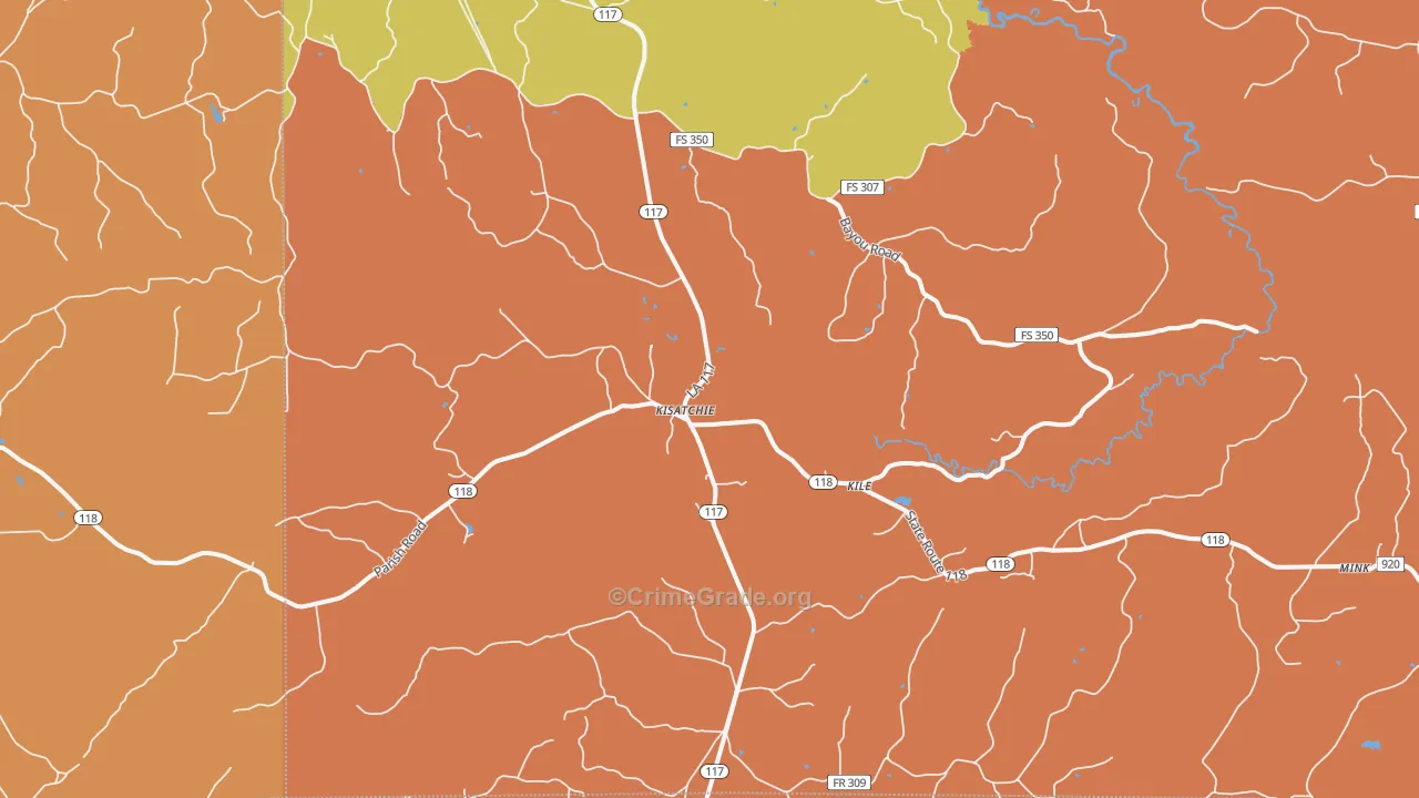 Kisatchie, LA Map of Theft Rates