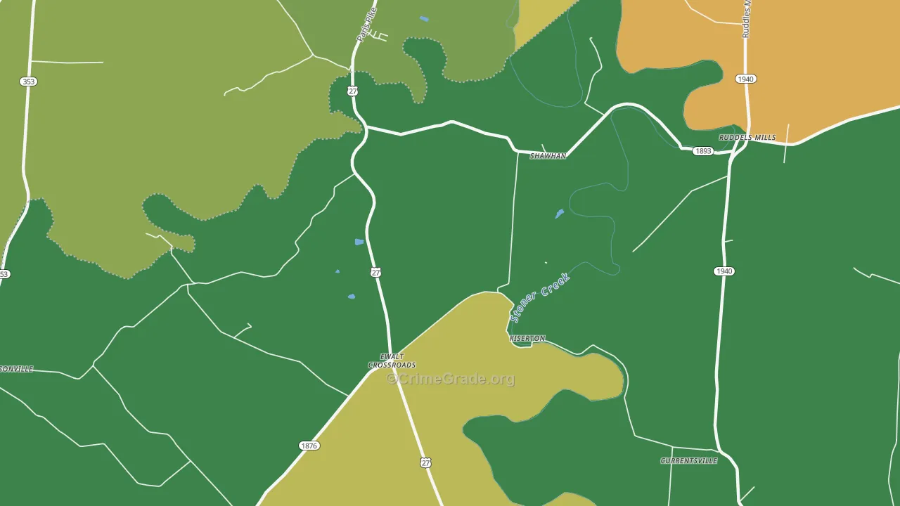 Kiserton, KY Map of Theft Rates