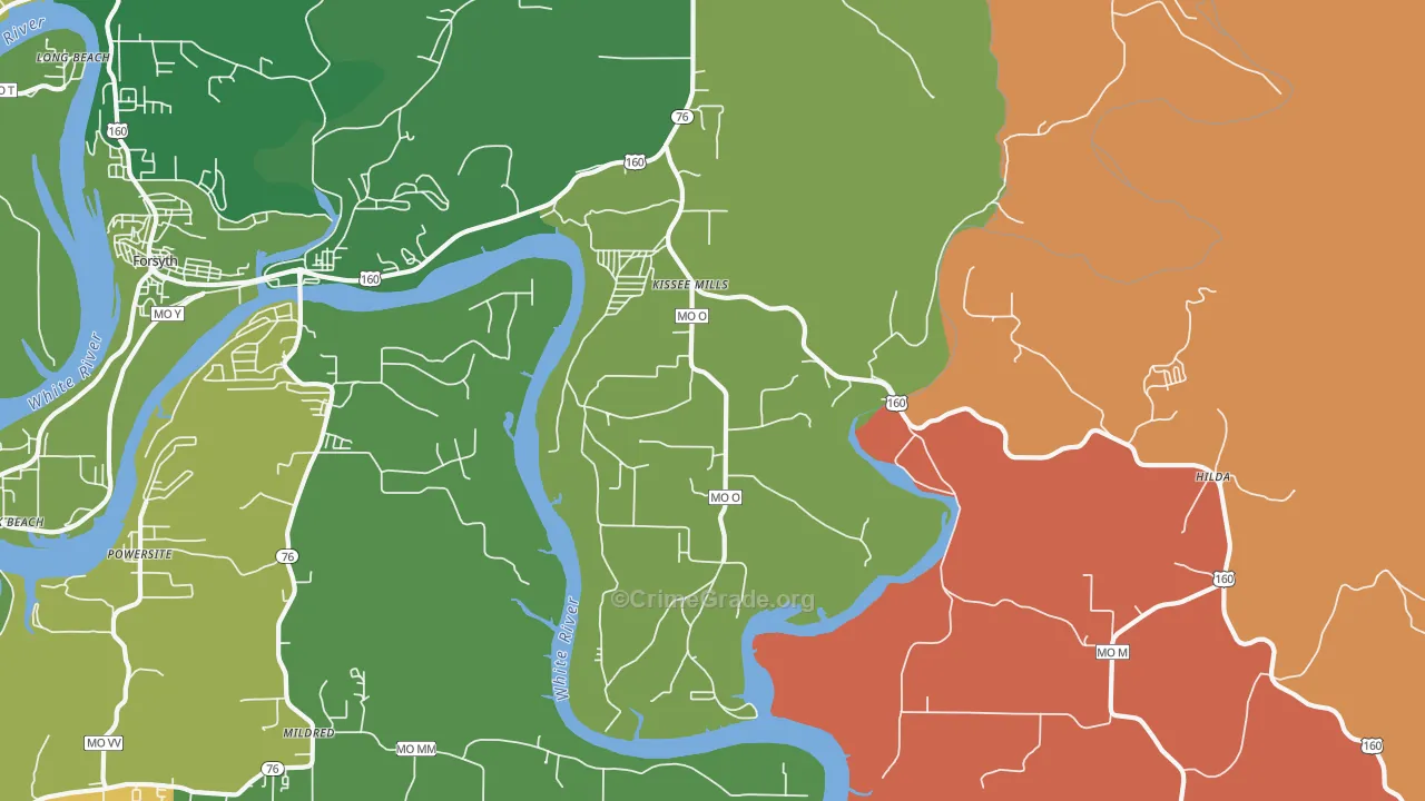 Kissee Mills, MO Map of Theft Rates