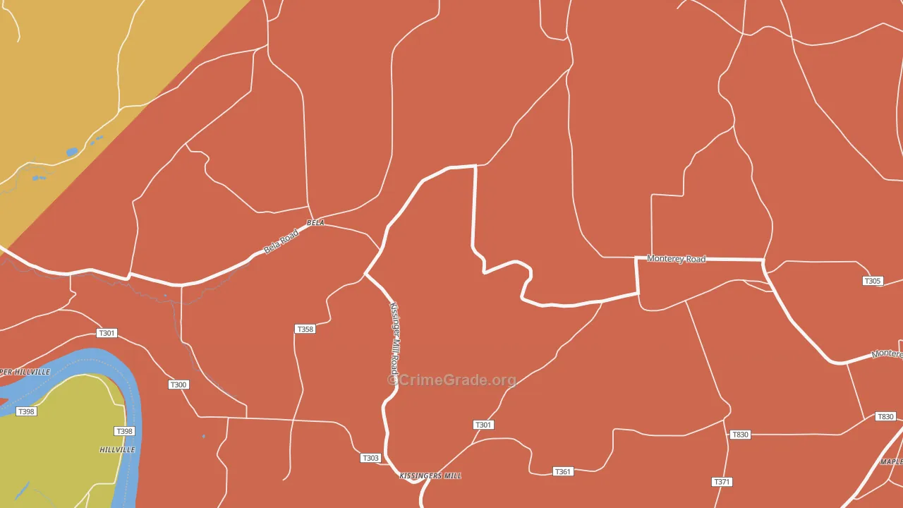 Kissingers Mill, PA Map of Theft Rates