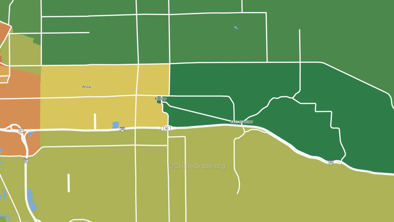 Kittitas, WA Map of Theft Rates