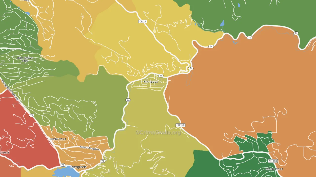 Kittredge, CO Map of Theft Rates