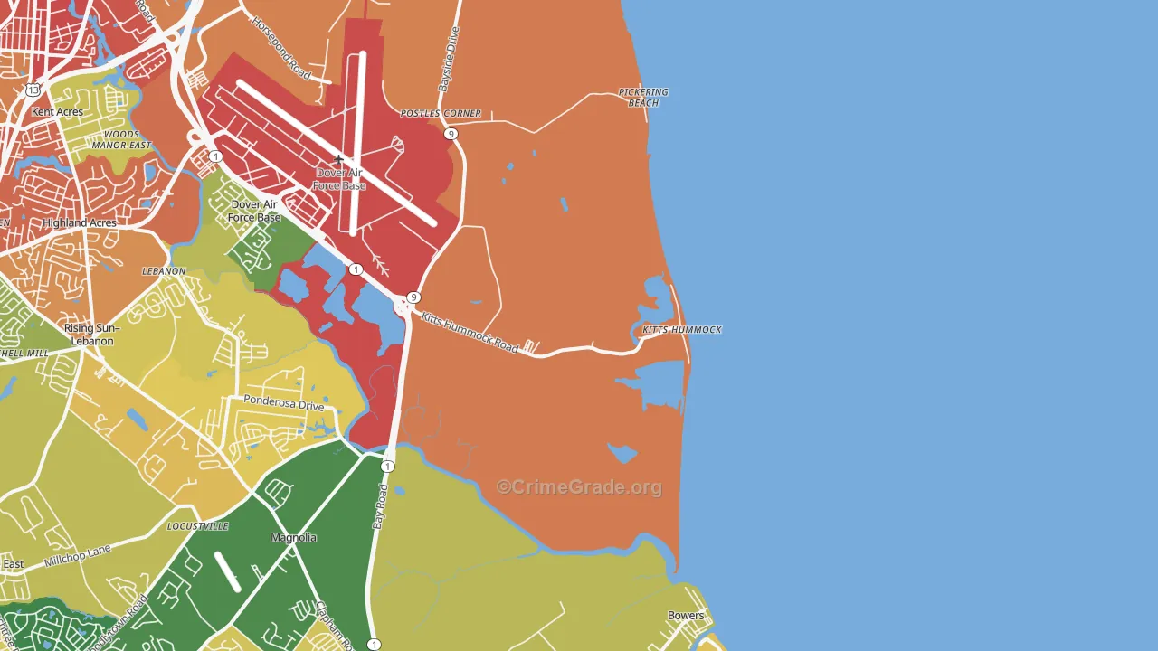 Kitts Hummock, DE Map of Theft Rates