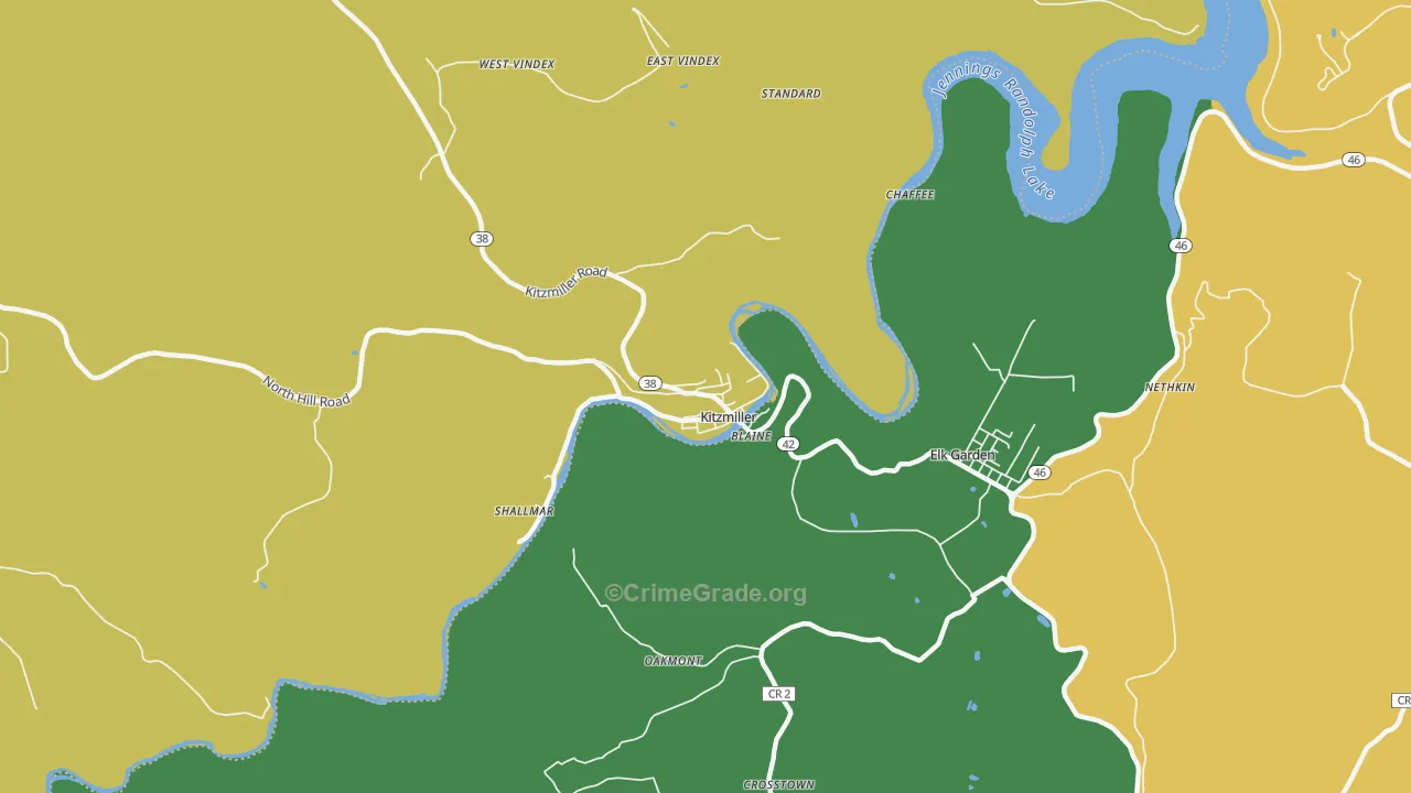 Kitzmiller, MD Map of Theft Rates
