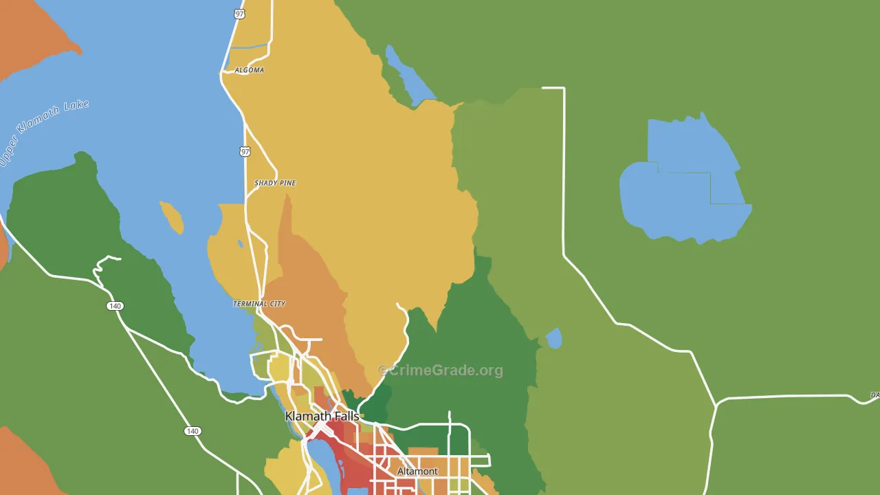 Klamath County, OR Map of Theft Rates