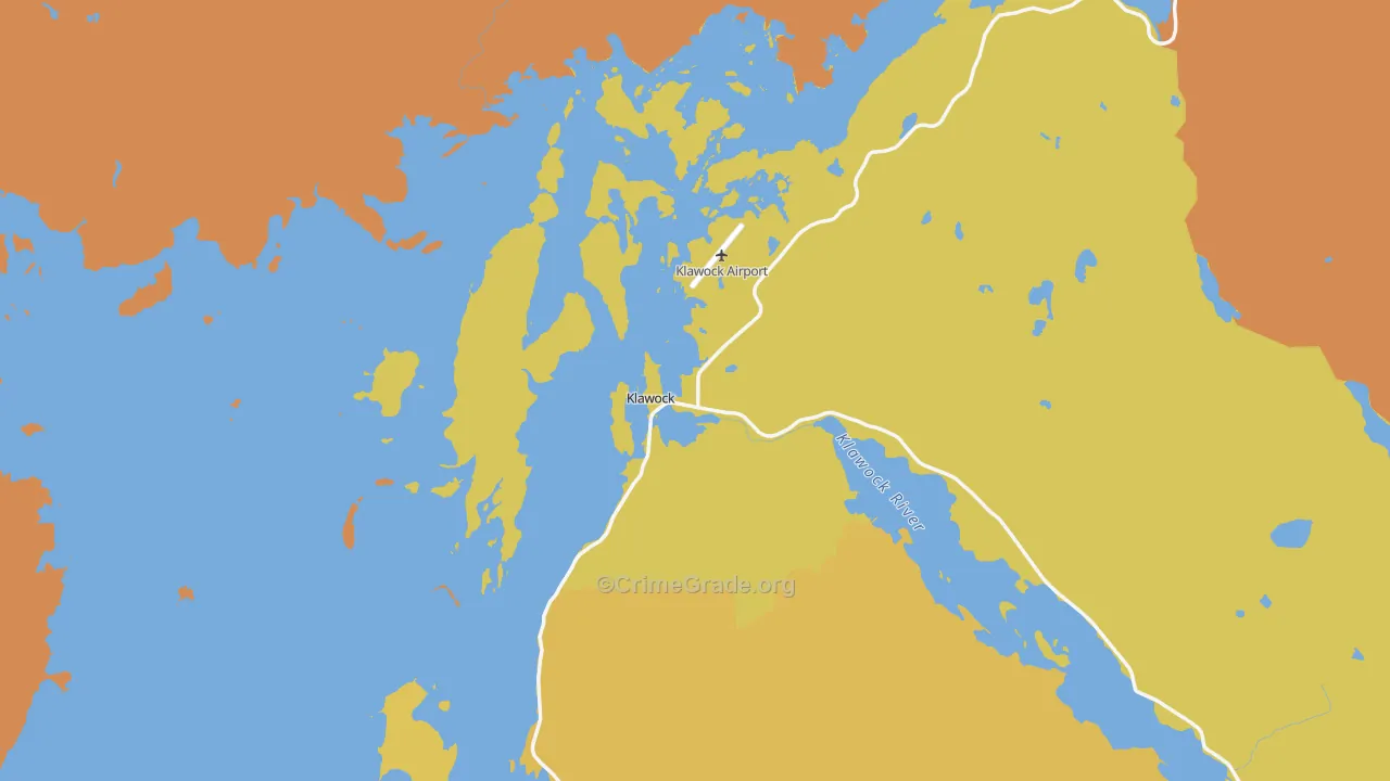 Klawock, AK Map of Theft Rates