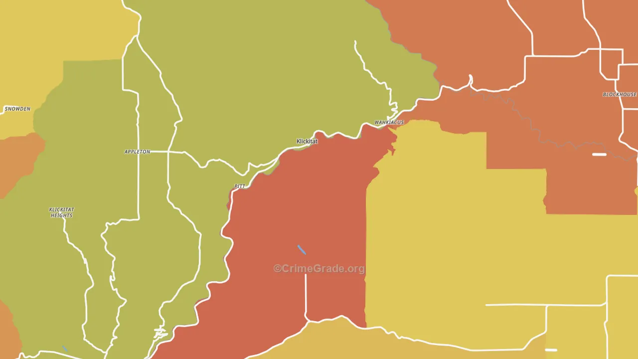 Klickitat County, WA Map of Theft Rates