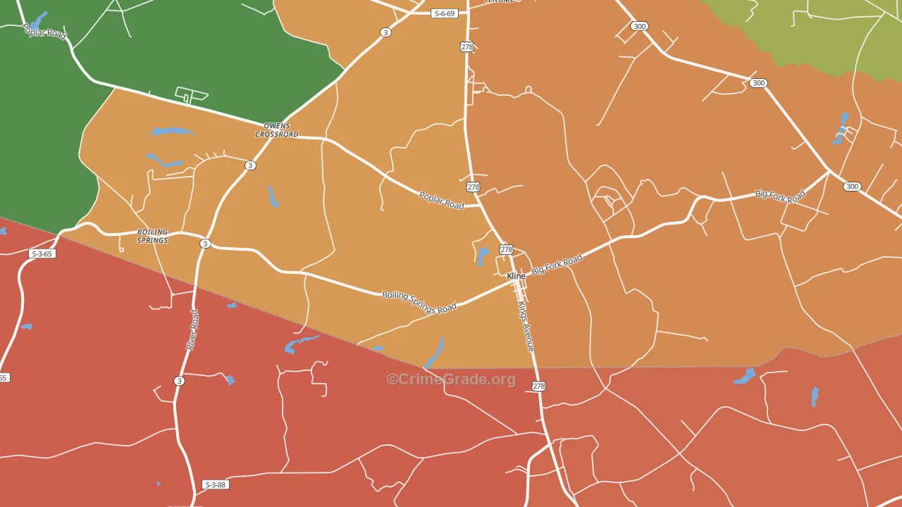 Kline, SC Map of Theft Rates