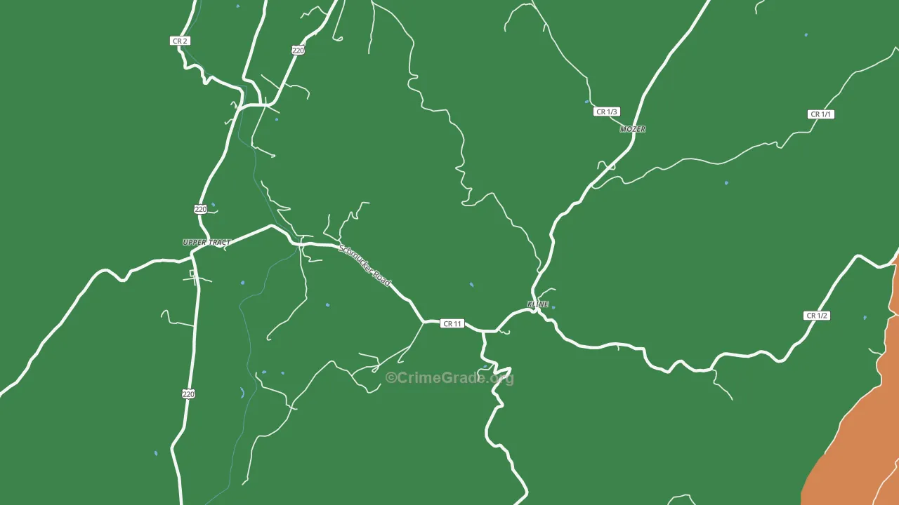 Kline, WV Map of Theft Rates