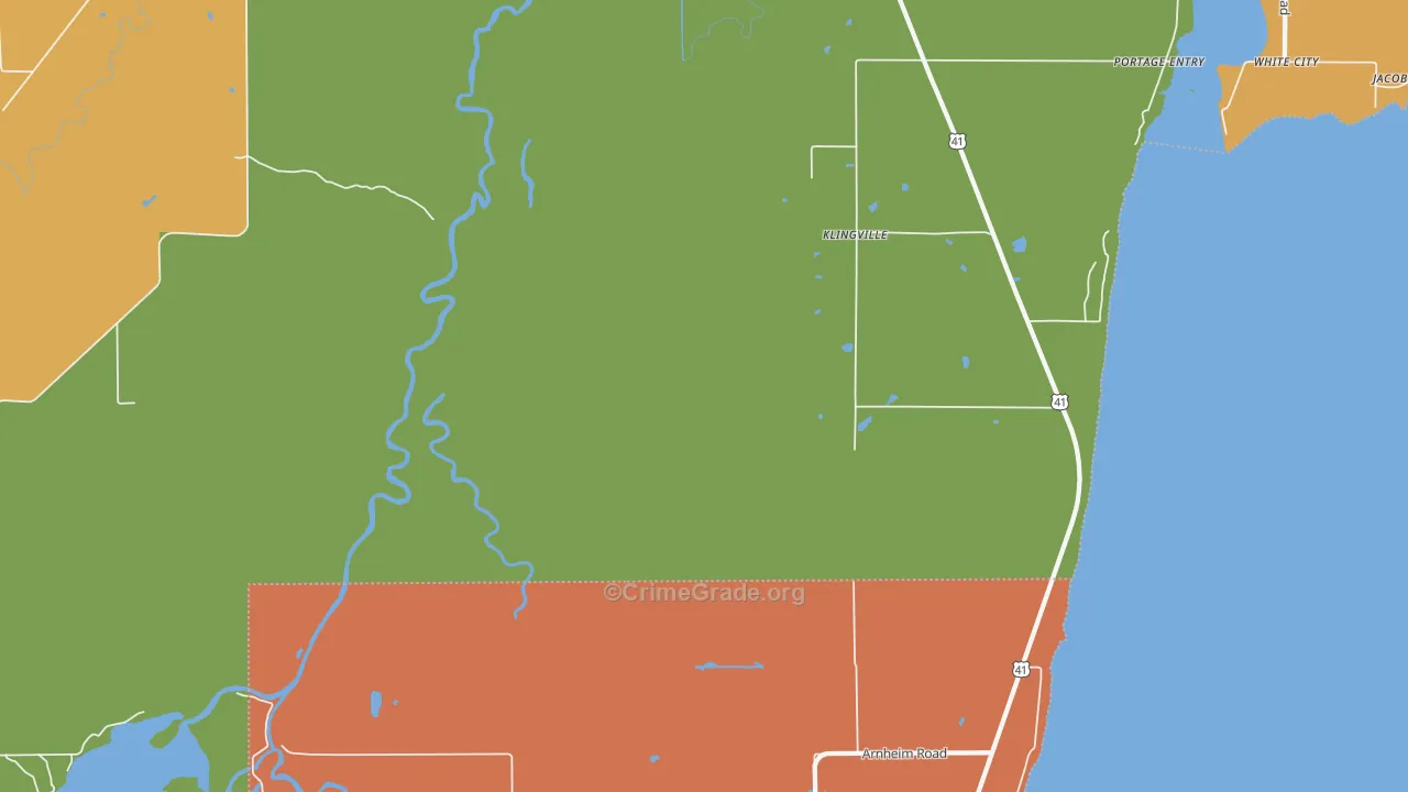 Klingville, MI Map of Theft Rates