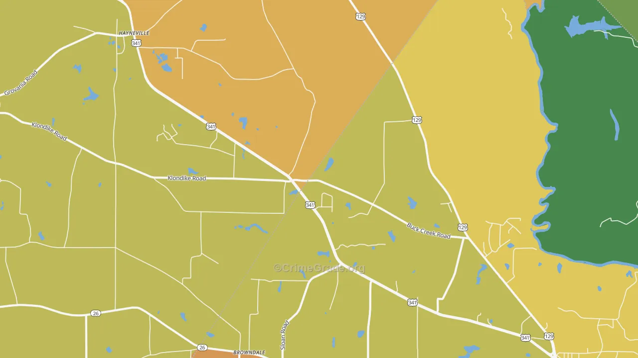 Klondike, GA Map of Theft Rates