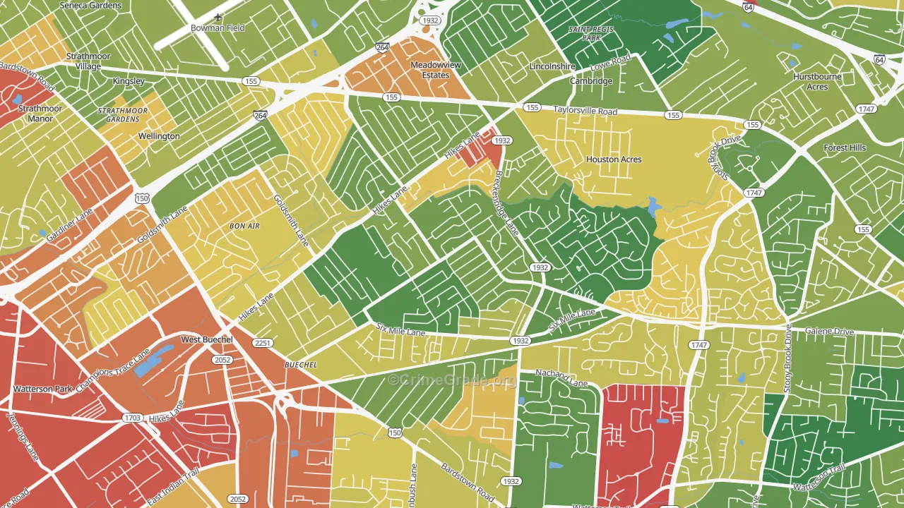 Klondike, Louisville, KY Map of Theft Rates