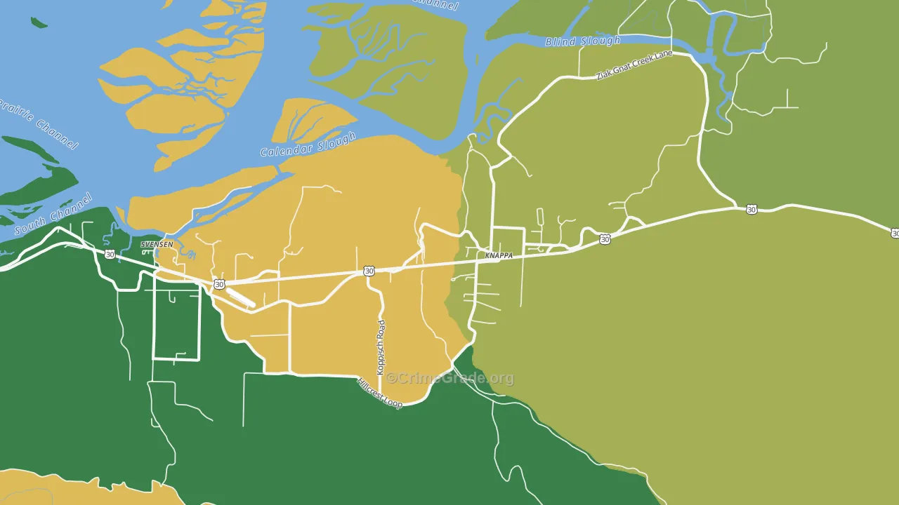 Knappa, OR Map of Theft Rates