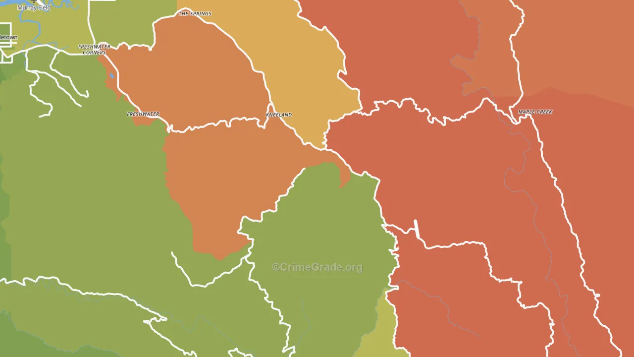 Kneeland, CA Map of Theft Rates