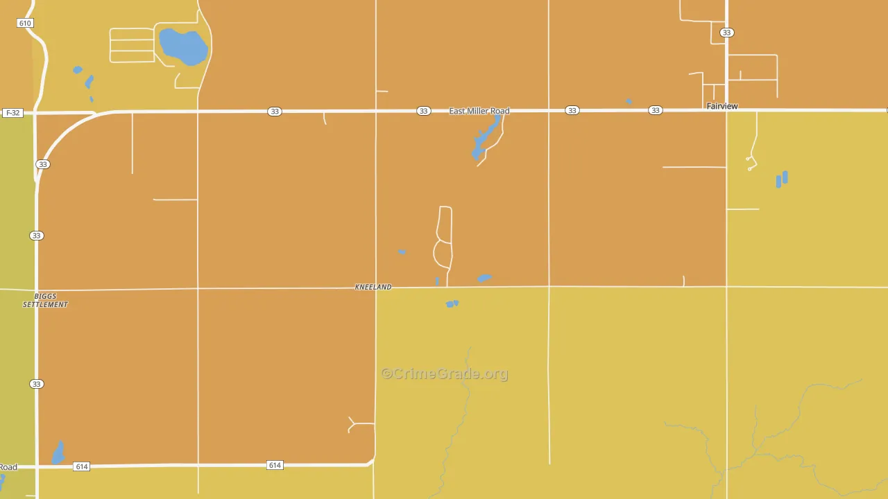 Kneeland, MI Map of Theft Rates
