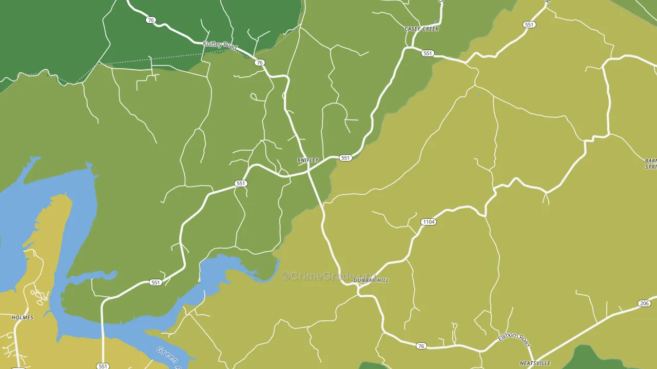 Knifley, KY Map of Theft Rates