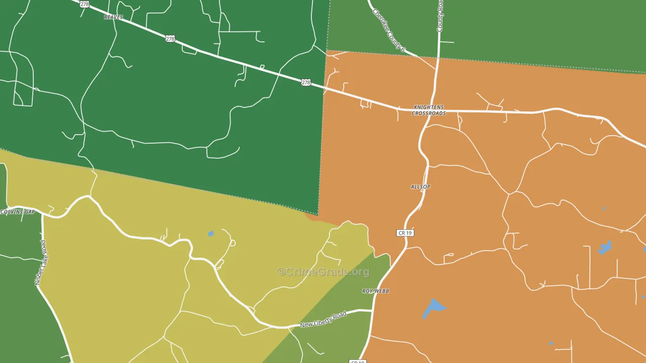 Knightens Crossroads, AL Map of Theft Rates