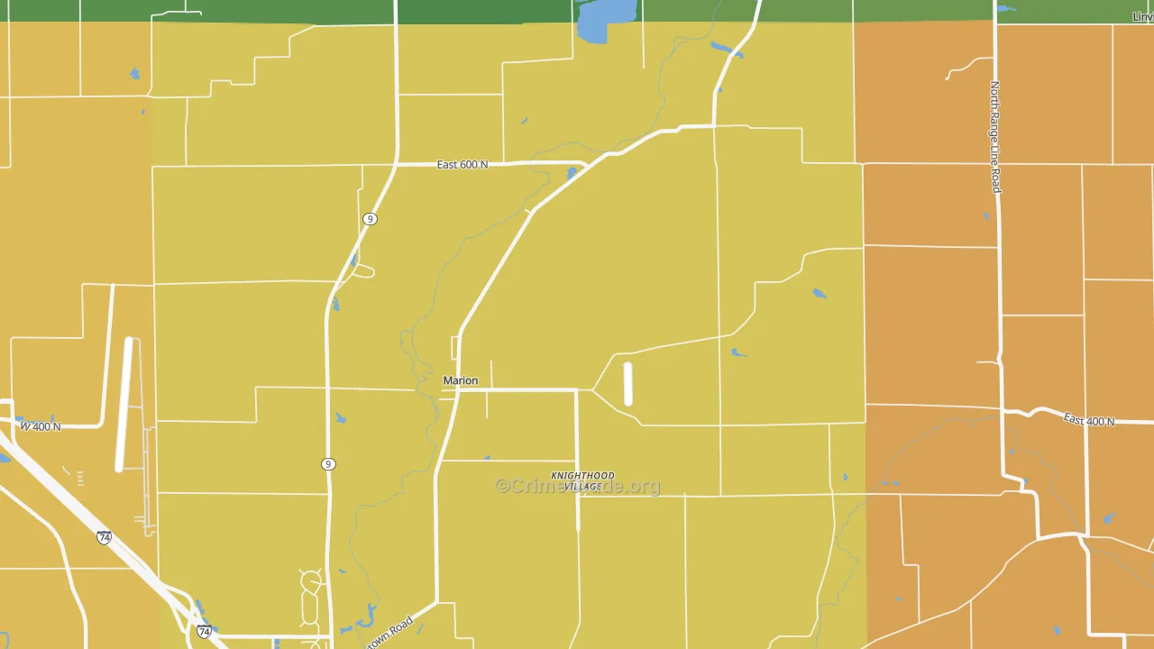 Knighthood Village, IN Map of Theft Rates