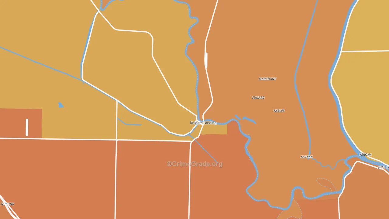 Knights Landing, CA Map of Theft Rates