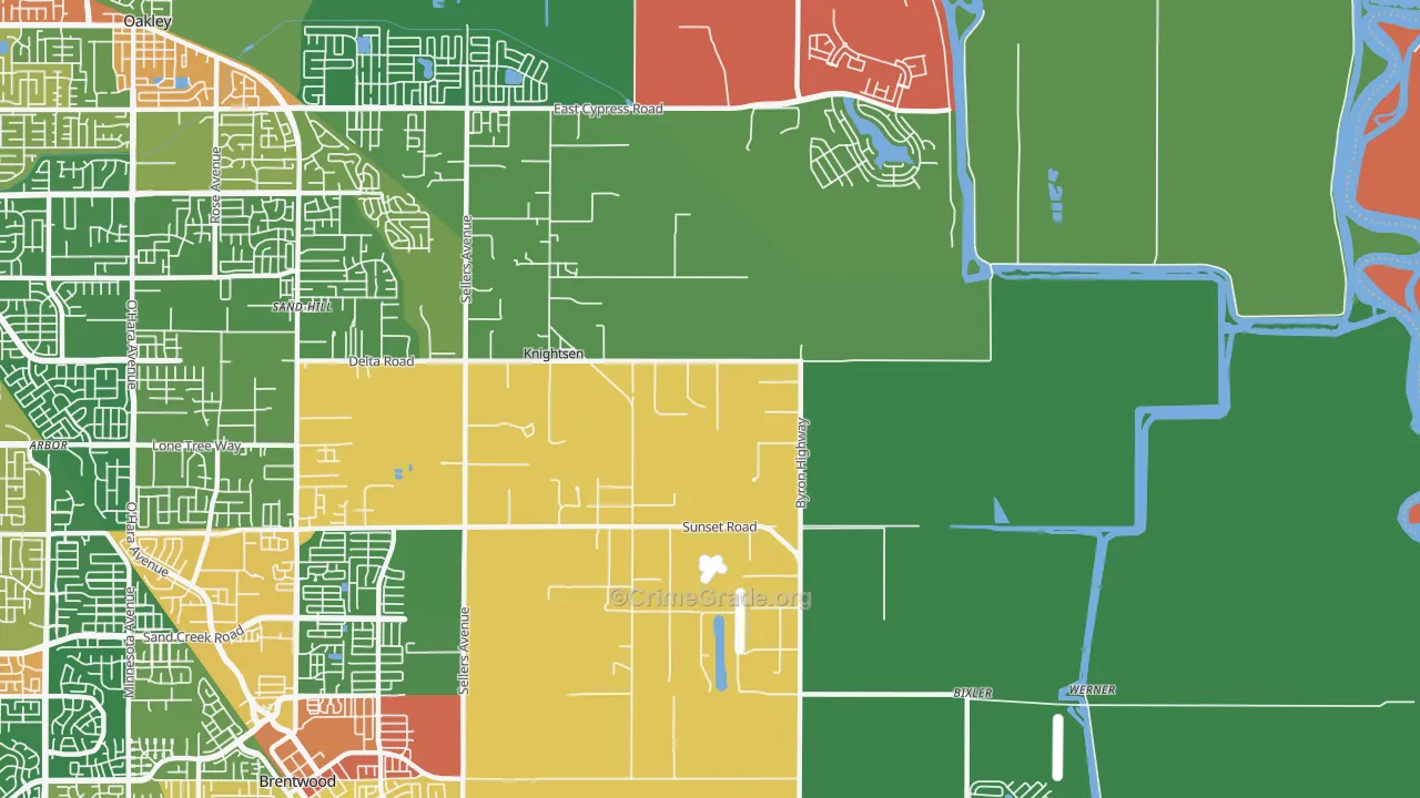 Knightsen, CA Map of Theft Rates