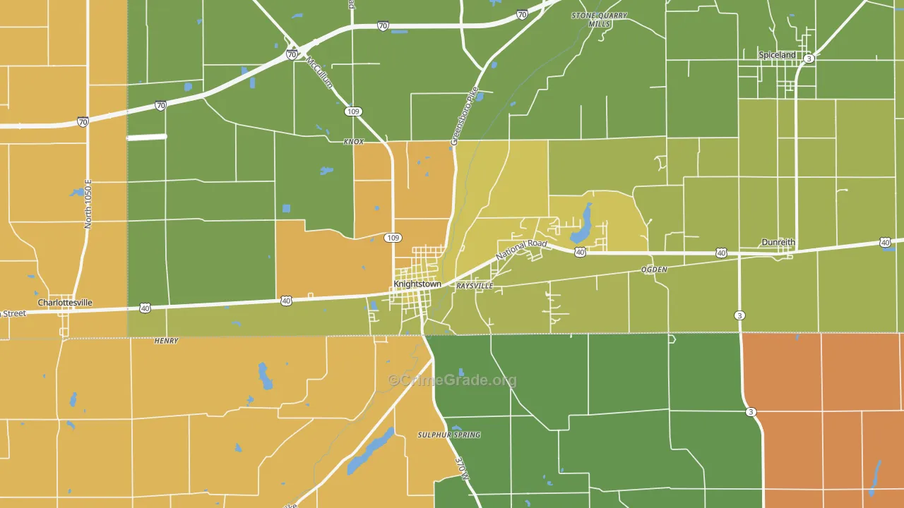 Knightstown, IN Map of Theft Rates