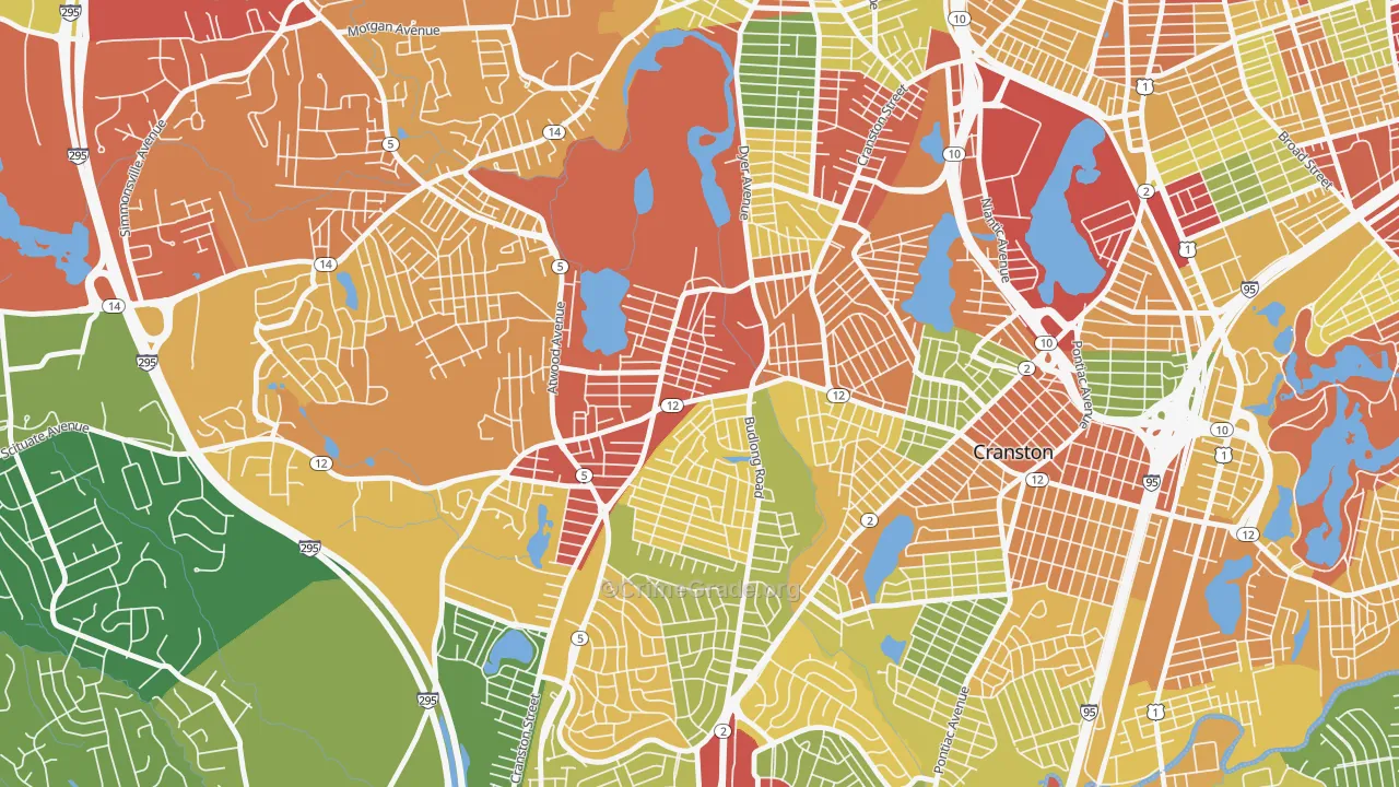 Knightsville, Cranston, RI Map of Theft Rates